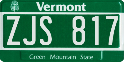 VT license plate ZJS817