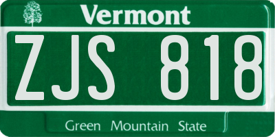 VT license plate ZJS818