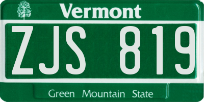 VT license plate ZJS819