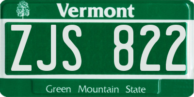 VT license plate ZJS822
