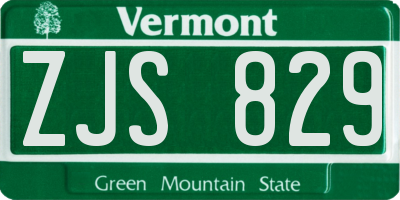 VT license plate ZJS829