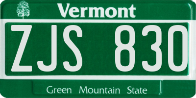 VT license plate ZJS830