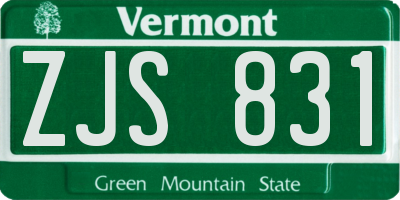 VT license plate ZJS831
