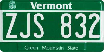 VT license plate ZJS832