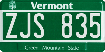 VT license plate ZJS835