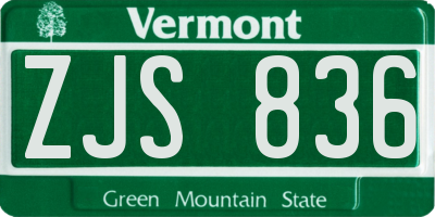 VT license plate ZJS836