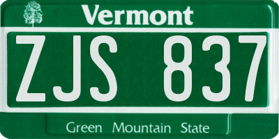 VT license plate ZJS837
