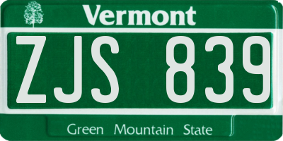 VT license plate ZJS839