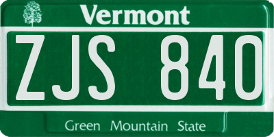 VT license plate ZJS840