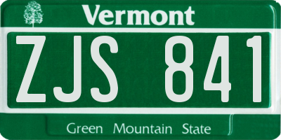 VT license plate ZJS841
