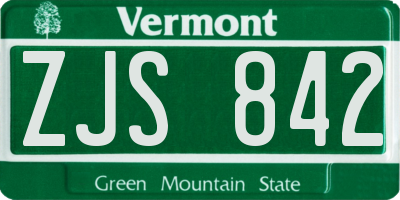 VT license plate ZJS842
