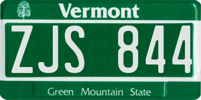 VT license plate ZJS844