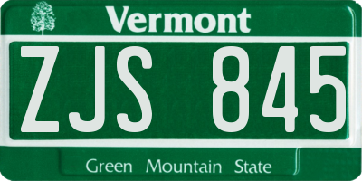 VT license plate ZJS845
