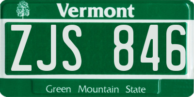 VT license plate ZJS846
