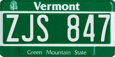 VT license plate ZJS847