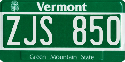VT license plate ZJS850