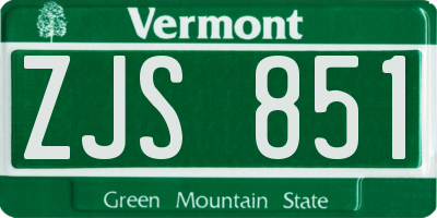 VT license plate ZJS851