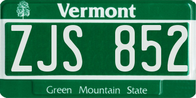 VT license plate ZJS852