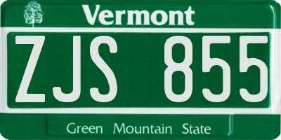VT license plate ZJS855