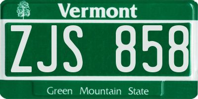 VT license plate ZJS858