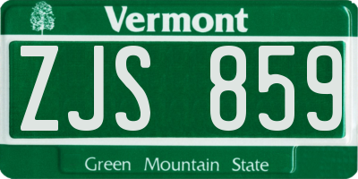 VT license plate ZJS859