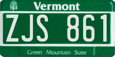 VT license plate ZJS861