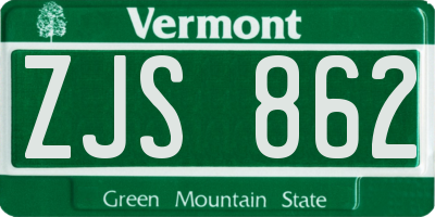 VT license plate ZJS862