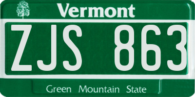 VT license plate ZJS863