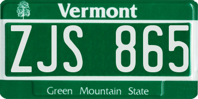 VT license plate ZJS865