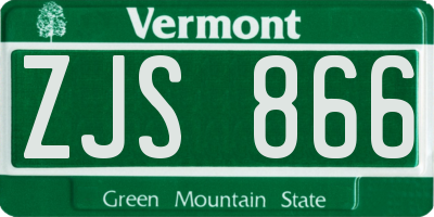 VT license plate ZJS866
