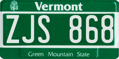 VT license plate ZJS868