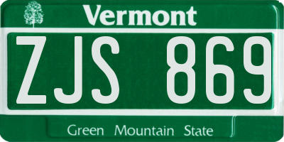 VT license plate ZJS869