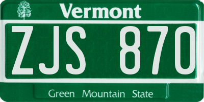 VT license plate ZJS870