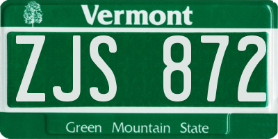 VT license plate ZJS872