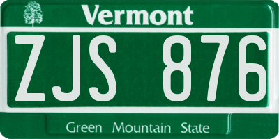 VT license plate ZJS876