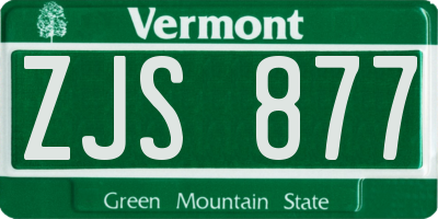 VT license plate ZJS877