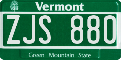 VT license plate ZJS880