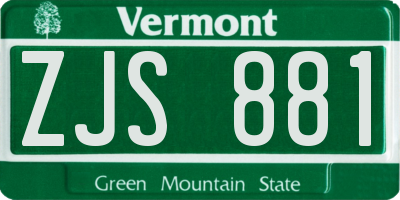 VT license plate ZJS881