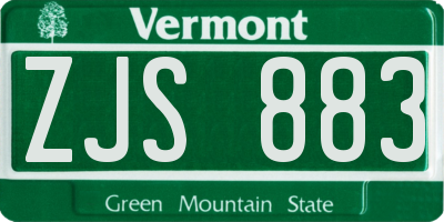 VT license plate ZJS883