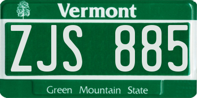 VT license plate ZJS885