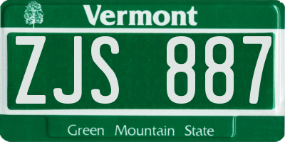 VT license plate ZJS887