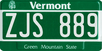 VT license plate ZJS889