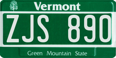 VT license plate ZJS890