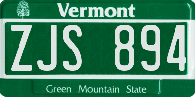 VT license plate ZJS894