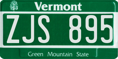 VT license plate ZJS895