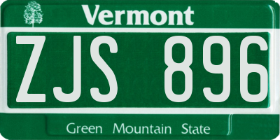 VT license plate ZJS896