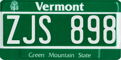 VT license plate ZJS898