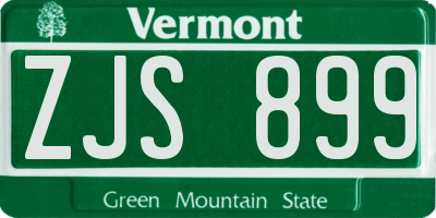 VT license plate ZJS899