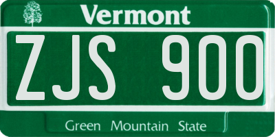 VT license plate ZJS900