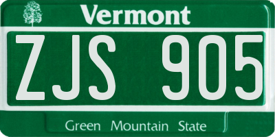 VT license plate ZJS905